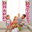 Happy Mothers Day Banner, 71" X 12" Mother's Day Decorations Porch Sign, Mother Day Banner for Outside Inside Door