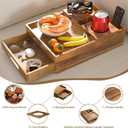 Acacia Wood Couch Cup Holder, 7-in-1 Couch Caddy Tray, Sofa Side Table with Push-Pull Drawer to Organize and Store Small Objects, 360Swivel Phone Holder, for Drinks, Cups, Snacks, Remote