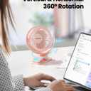 Gaiatop Portable Clip on Fan Battery Operated, Small Powerful 3 Speed Quiet 360 Rotate, USB Rechargeable Mini Personal Cooling Fan for Desk Table Home Office Stroller Camping Women Gifts Pink