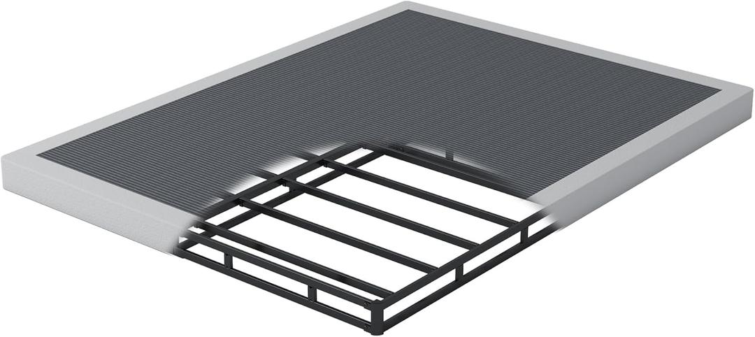 Box Spring for Queen Bed 4 Inch - Heavy Duty Box Spring Mattress Foundation Metal Bed Base with Fabric Cover, Noise Free Easy Assembly Non Slip 3000lbs Max