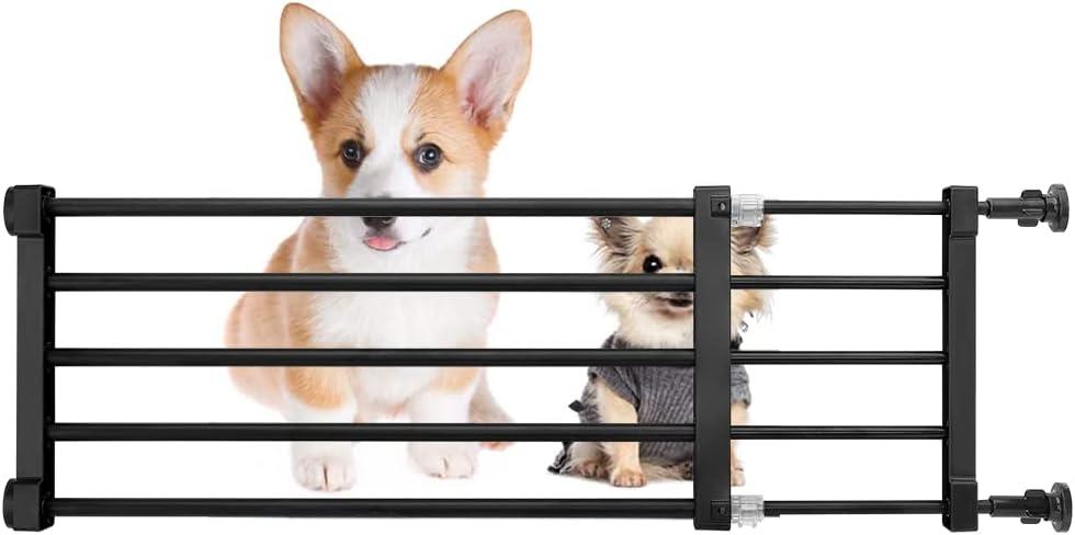 Short Dog Gate Expandable Dog Gate 22"-39.37" to Step Over,Pressure Mount Small Pet Gate,Low Pet Gate-Adjustable,Puppy Gate Indoor for Doorway,Stairs (Black, S(9.4''H)) (S(9.4''H), Black)