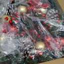 Christmas Wreaths for Front Door, 16'' Christmas Wreath with Lights Sparkly Red Reindeer Berries Cones Pine Needles, Christmas Door Wreath for Home Door Wall Party Christmas Decorations