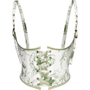 Scarlet Darkness Corset Belt for Women Renaissance Underbust Corset Floral Lace Up Boned Waist Belts (White, 10)