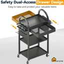 Warome 4-tire Rolling Cart with Drawer, Power Tool Organizer Utility Cart on Wheels for 360 SwivelingGarage Storage Orgnization for Drill Holder,ToolBox, Heavy Duty Storage Rack in Workshop