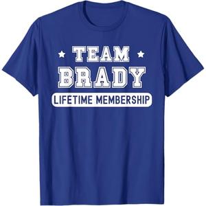 Team Brady Lifetime Membership Funny Family Last Name T-Shirt (Medium, Blue)