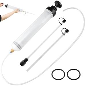XuYelora 500cc Oil Suction Syrin ge Fluid Transfer Pump, Automotive Brake Fluid Extractor Pump with Long Rubber Hose, Manual Fuel Suction & Filler Vacuum Fuel Transfer Cleaner(Color:Clear)