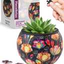 PieceRelax 3D Puzzle Planter 80 Pieces - Flower Pot - Colorful Poppies, Home Decor Flower Pots for Indoor Cactus, Succulents Pots [K1118]