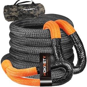 Kinetic Recovery Tow Rope: 1.26" x 30ft 55000LBS Snatch Strap Heavy Duty Offroad Towing Straps Kit for Trucks SUV UTV ATV Tractor Car Jeep - Black