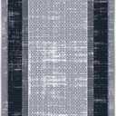 Ottomanson Runner Rug 1'10" x 7' Non Slip Rubber Backed Kitchen Rug for Sink Area, Hallway Carpet Runner, Low Pile Indoor Runner Rug for Laundry Room and Entryway, Border Gray/Navy