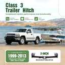 ALMULOO Class 3 Trailer Hitch Compatible with 1999-2013 Chevrolet Silverado GMC Sierra 1500 2" Receiver Black Steel Replacement for 44563