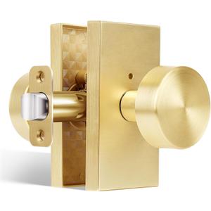 Brushed Gold Door Knobs Brass Privacy Door Knobs Interior with Lock
Modern Round Door Knobs Door Handles for Bedroom Bathroom Rectangle