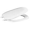 Centoco Eljer Emblem Round Toilet Seat with Square Front, Closed Front with Cover, Residential, Plastic, Made in the USA, EMB201-001, White