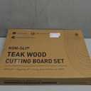 3 Pack Teak Wood Cutting Board Set for Kitchen Charcuterie Board Serving Heavy Duty Non Toxic Slip Over Sink Solid Thick Haus Wooden Chopping Board Large Big Small Meat Best Kitchen Essential Gift (Multi-Size Set | 3 Pack with Holder)