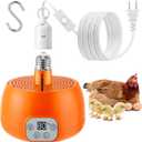 Enhon Chicken Coop Heater, Timing Heat Lamp for Chickens, Smart Temperature Control Chicken Brooder Heater, 5 Ft Long Cable Heating Lamp for Duck Dog Cats, No Remote