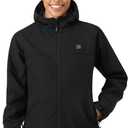 ULUSERN Heated Jacket for Women with 12V Battery Pack Included,Soft Shell Electric Heating Coat with 5 Large Heating Areas (Black, L)