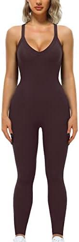 VUTRU Women's Sexy Sleeveless Bodycon V Neck Tank Long Rompers One Piece Crisscross Back Jumpsuits Playsuit Clubwear Large 