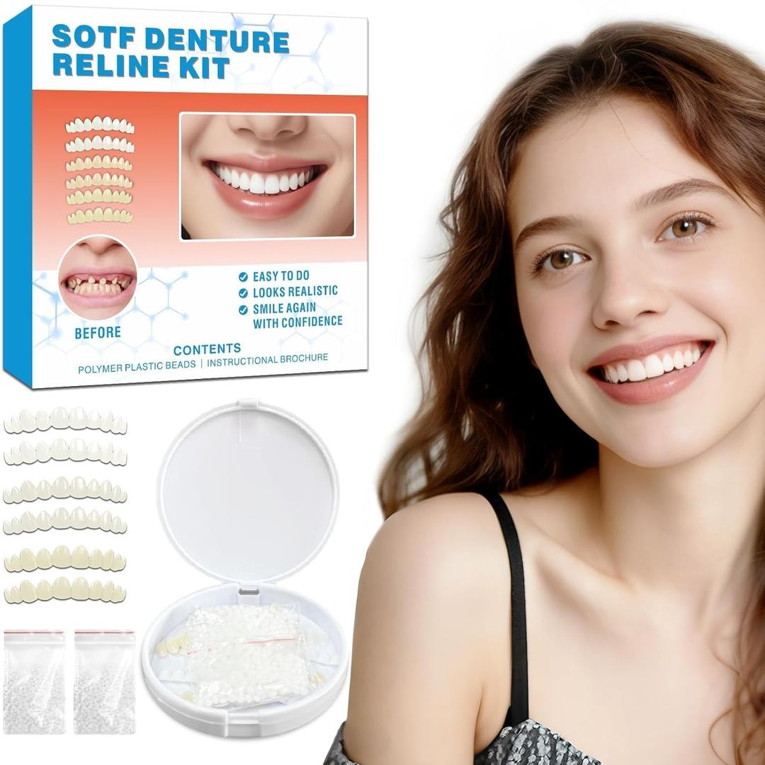 Snap-On Veneers Teeth & Dentures for Women Reusable False Teeth Cover, Natural Look, Comfort Fit (3 Pairs)-010