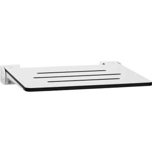 Seachrome 18 inch Silhouette Slimline Folding Wall Mount Shower Bench Seat, White Seat with White Frame