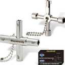 4-Way Sillcock Key, 2-Pack 40Cr Water Key, Multi-Functional & Utility Wrench, Shut Off Tool for 1/4", 9/32", 5/16", 11/32" Valve, Spigot & Electric Meter, Ideal for Home, Public & Commercial