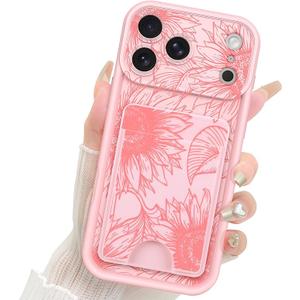 Fiyart Designed for iPhone 16 Plus Case Cute Flower Floral Sunflowers Design,Soft Slim TPU Anti-Scratch Phone Cover for Women Girls 6.7" Pink