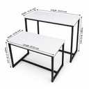 CIVANA Set of 2 Nesting Retail Display Tables, Rectangular Black Iron and White Wood Design with Protective Feet, for Boutique Merchandise, Weddings, and Craft Shows