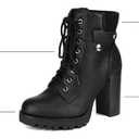 DREAM PAIRS Women's Lace up Combat Ankle Booties Shoes,Black,6