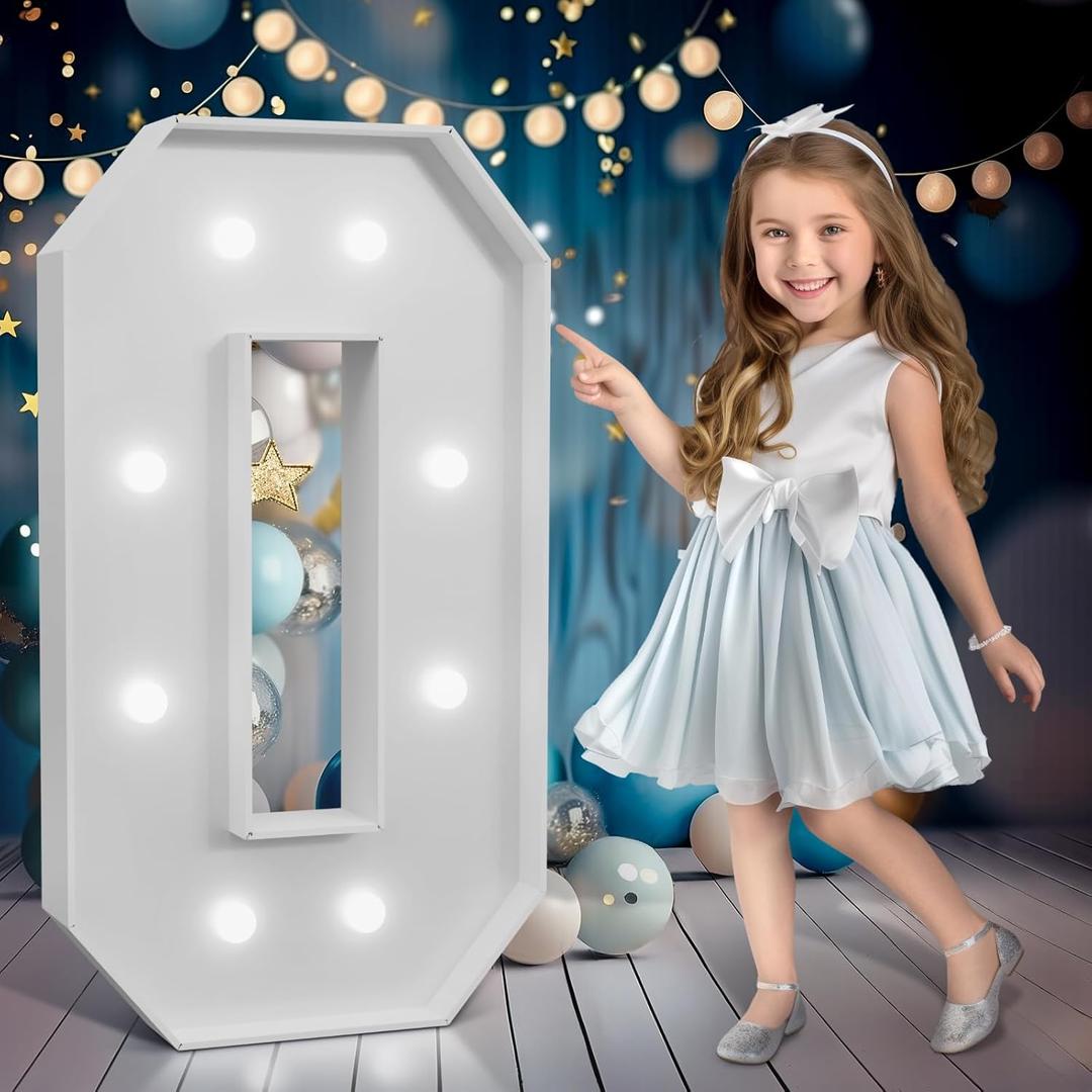 Marquee Numbers 3 feet tall,Cool White Light Up Numbers 0, Large Numbers for 10th 40th 50th Birthday Party Decorations, Big Numbers for Anniversary DecorDIY Kits