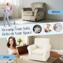 2 Pieces Velvet Armchair Cover Sofa Cover Separated Cushion Cover Stretchy Washable Fitted Couch Covers for Sofa Couch Protector for Dogs Chair Covers for Living Room (Ivory, Chair)