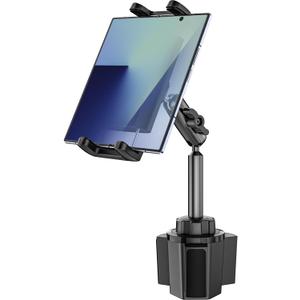 Z Fold Car Mount, [Sturdy Metal Arm] Cup Holder Folding Phone Mount, 360 Adjustable Tablet Phone Stand Truck CupHolder for Galaxy Z Fold 7 6 5 4 3 2, Pixel Fold, Galaxy Tab, 4-13" Device