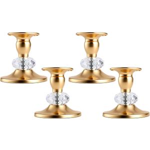 Candlestick Holders Taper Candle Holders, Candle Stick Candle Holder for Table Centerpiece, Wedding Reception, Festive Christmas Mantel Decoration or Home Decor(Gold, 2 Sets(4 Pcs))