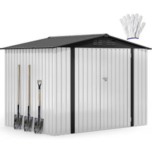 DWVO 8'x6' Large Metal Outdoor Storage Shed, Heavy Duty Tool Storage Sheds for Backyard Patio Lawn - Ideal for Bicycles, Garden Tools, and Lawn Equipment, Easy-to-Assemble, White