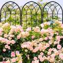 LZRS 4 Pack 71x20in Rustic Iron Arch Decoration Garden Trellis with Black Metal Coating Perfect for Supporting Climbing Plants Outdoor, Roses, Vines, Flowers, and Vegetables.