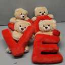 Jenaai 4 Pcs Valentine Teddy Bear Gifts 10" Stuffed Love Teddy Bear Plush Table Decoration, Romantic Stuffed Animals Cute Plush Gift for Girlfriend Couples, Valentine Galentines Wedding Party Decor