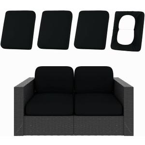 hyha 4Pcs Patio Cushion Covers, Stretch Outdoor Couch Cushion Covers Replacement, Washable Outdoor Chair/Sofa Slipcovers for Patio Furniture Cushions Protector with Elastic Bottom(Black, Cover Only)