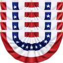 4 Pack 3x6 Ft American Pleated Fan Flags, Patriotic USA Bunting Banner for Outside, Red White and Blue Half Fan Flag Decor for 4th of July, Independence Day, Memorial Day Decorations Outdoor