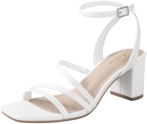 Ankis White Strappy Block-Heel Sandals US 7.5