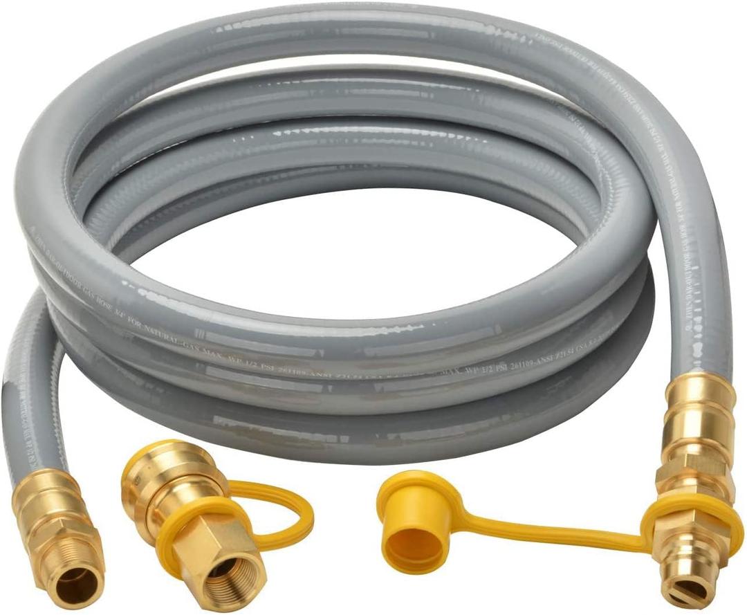 onlyfire 12 Ft 3/4" ID Natural Gas Hose with Quick Connect/Disconnect Fittings for NG/LP Propane Appliances,Grill,Generator,Patio Heater,Pizza Oven,etc.
