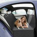 100% Waterproof Dog Car Seat Cover, Full Coverage Back Seat Protector for Dogs with Anti-Slip Bottom, Mesh Window & Storage Pocket  Heavy Duty 600D Oxford Hammock for Cars, SUVs, Trucks (53.9"x57.9", Black)