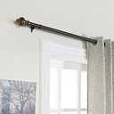 Deco Window Adjustable Brown Curtain Rods for Windows 36 to 66 Inch Heavy Duty 1 Inch Drapery Rods with Natural Wood Finials