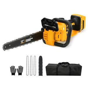 Brushless Electric Chainsaw 12" Cordless Tool Only for Dewalt 20V/60V Battery with Auto Oiler & Security Lock, for Tree Saw Trimming and Branch Wood Cutting (Tool Only)