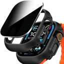 Black for Apple Watch Ultra/Ultra 2 49mm Privacy Case,Hard PC Case + Privacy Tempered Glass Screen Protector Cover for iWatch Ultra 2/Ultra 49mm Touch Sensitive,Scratch Resistant,Accurate Fit