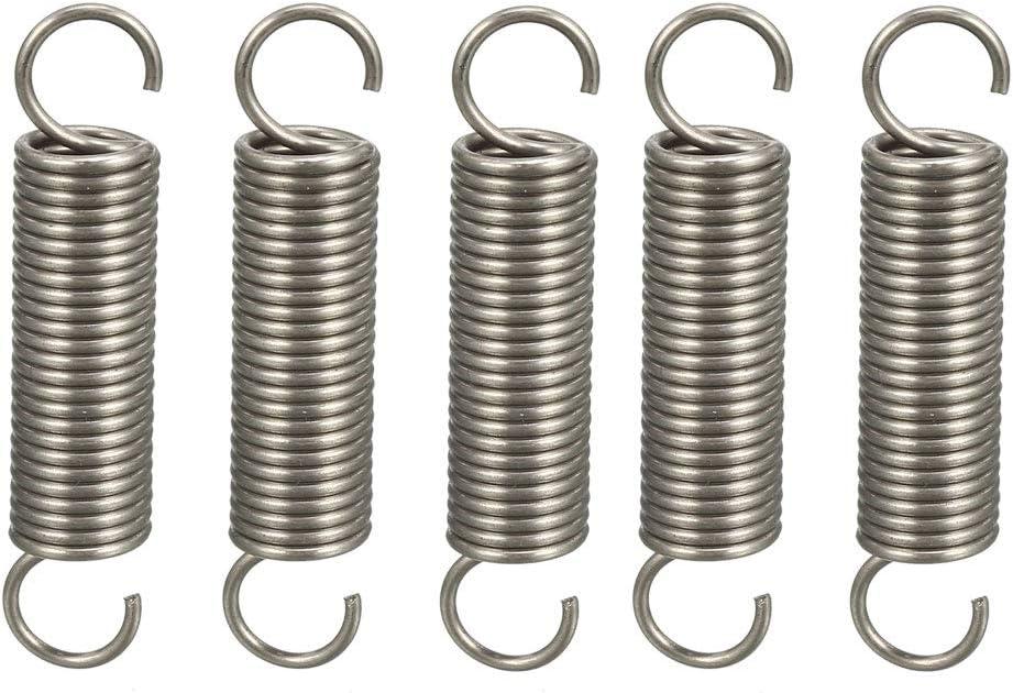 uxcell Extended Tension Spring Wire Diameter 0.047", OD 0.39", Free Length 1.97" Stainless Steel Small Dual Hook Tension Spring 5pcs