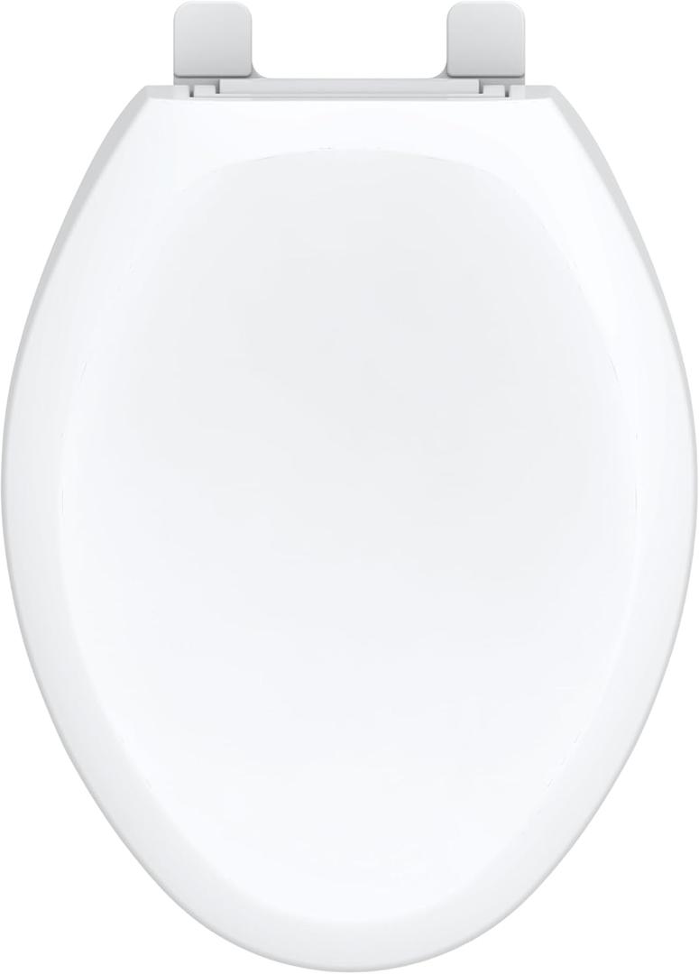 Gerber Elongated Toilet Seat, Standard Close, Heavy-Duty Plastic, White