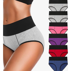Eiggam Underwear for Women Cotton High Waist Panties Full Coverage Briefs Soft Strech Ladies Breathable Panties-Multi Pack XL