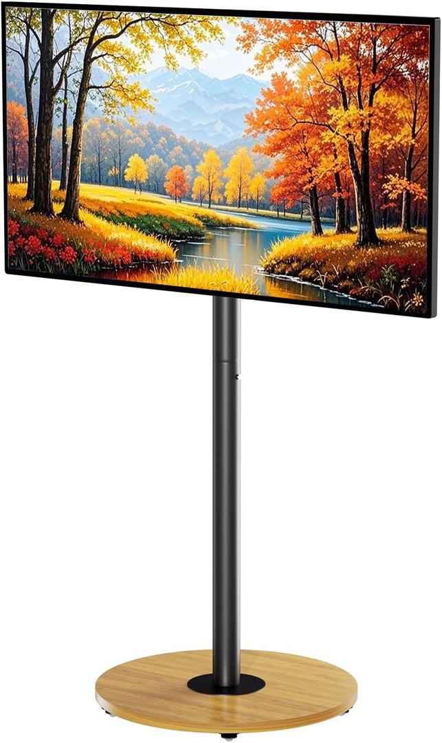 Floor TV Stand for 40-75 Inch TVs,Rolling TV Stand with Wooden Board, Holds up to 110Lbs,Max VESA 600x400mm,VC-Z1966(Black)