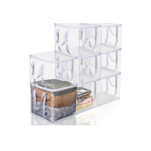 Windyun 6 Pcs Clear Zippered Organizers 12''x12''x12'' Moving Bags with Reinforced Handles Heavy Duty Storage Cube Tote Storage Bags Bins for Clothes Moving Supplies Linens Shoes Closet Organizer