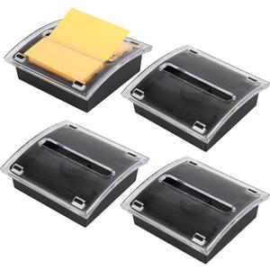 4 Pcs Pop Up Note DispenserSticky Note Holder 3 x 3 InchClear Top and Black Base Sticky Notes Dispenser for School Office Home Store Classroom Desk Supplies