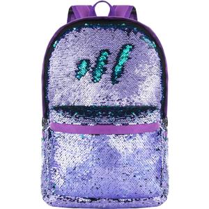 HeySun Sequin Backpack Sparkle Backpacks for Girls Purple Bookbag Glitter Back Pack Kids School Bag for Elementary Middle School College
