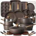CAROTE 39pcs Pots and Pans Set, Nonstick Cookware Sets with Bakeware | Easy Clean, Distinctive Textured Design, Even Heating, All-Stovetop Compatible, with Kitchen Knife Set & Egg Pan, 39 Piece