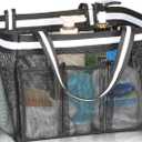 Ocim Large Portable Mesh Shower Caddy Bag Tote for Big Size Shampoo Bottles, Collapsible Quick Dry for College Dorm, Camping, Beach Pool Bathroom, Black